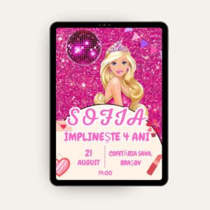 invitatie digitala zi naștere copii papusa barbie