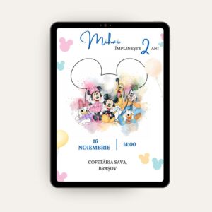 invitatie digitala mickey Minnie mouse pluto disney desene animate